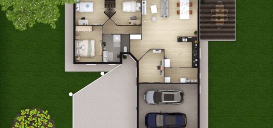 Plan de maison Surface terrain 110 m2 - 6 pièces - 3  chambres -  sans garage 